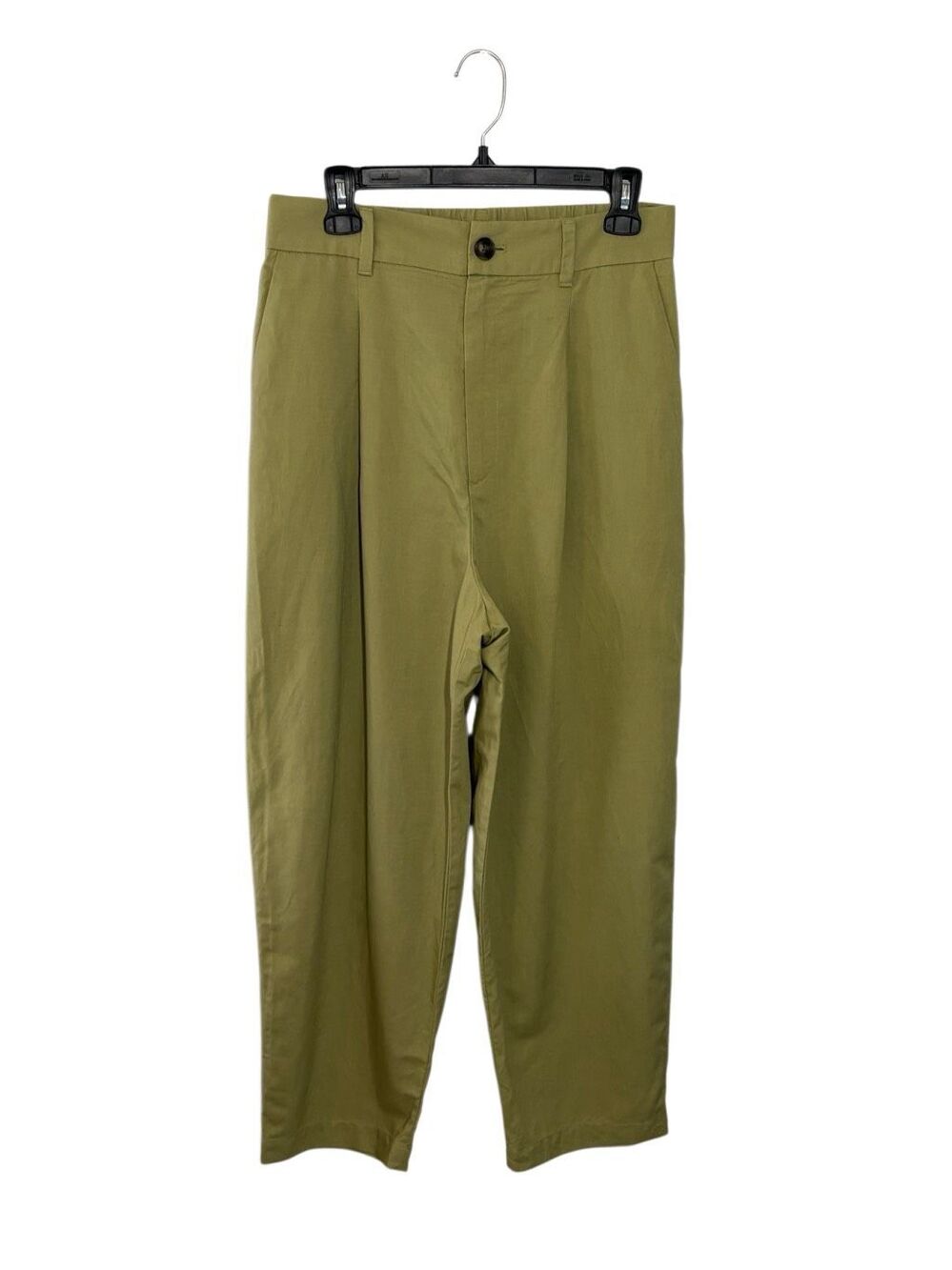 Uniqlo tapered leg linen blend pants in olive green - M